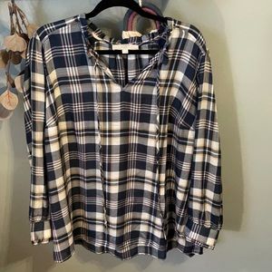 Long Sleeve Flowy Patterned Blouse